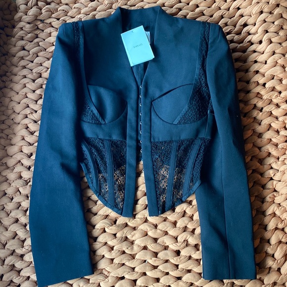 ‼️SALE‼️DION LEE SUSPENDED LACE BUSTIER JACKET - Picture 2 of 7